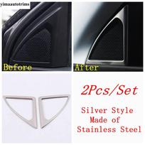 Car Pillar A Audio Speaker Tweeter Frame Cover Trim For Peugeot 3008 5008 GT 2017 -  Stainless Steel Accessories Interior Silver Style black