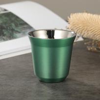 80ml/2.7oz 304 Stainless Steel Espresso Coffee Cup Portable Double Layer Office Milk Tea Drinks Mug Cup Mini Whisky Wine Glasses 80ml žalia