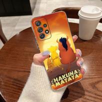 Clear Case For Samsung Galaxy A57 A37 A56 5G A36 Cases A55 A54 A35 A26 A07 A17 A16 A06 A34 A15 Cover The Lion King HAKUNA MATATA Galaxy A36 5G orange