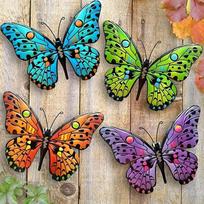 4PCS Vibrant Acrylic Butterfly Wall Art Decor, Interest Outdoor Sculpture with Tool-Free Hook for Garden Yard Patio Fence Decor
