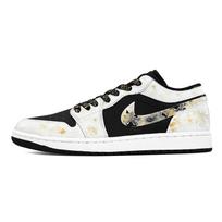 Jordan Air Jordan 1 Abrasion Resistant Low top Vintage Basketball Shoes Men's Black White 553558-081(Team173-) 40 white