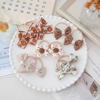 10pcs Handmade Flower Bows Hair Ropes No Harm Harpin Girls Hair Bows Set Elastic Hair Accessories Bowknot Hair Ties gray