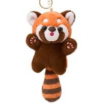 Pliušinis raudonasis panda raktų pakabukas Minkštas pliušinis žaislas Kabantis papuošalas krepšiams, kuprinei ir dovanoms su detaliomis savybėmis ir dryžuota uodega One Size orange