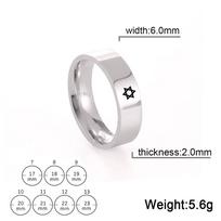 Lucktune Star of David Six Point Star Ring Stainless Steel Silver Color Rings for Men Women Je Religious Jewelry Gift New In 8 white