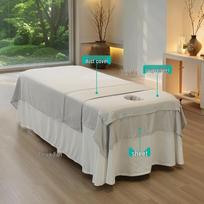 Beiyayan Stain-Proof Beauty Bed Sheets Set with Hole – Soft, Dirt-Blocking Massage Bed Cover (3-Piece) Face Down Towel 80x60cm pilka spalva