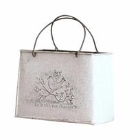 Vintage Distressed Handbag Flower Pot Wear-resistant Flower Vase Metal Flower Basket Plant Bucket Decorative Pot (Grey,6.10x3.15x4.53in) pilka