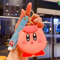 Cartoon Cute Kirby Zero Wallet Keychain Keyring Mini Storage Children's Bag Pendant gray