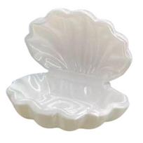 3D Printed Pearl Shell Jewelry Box with Dust-Proof Flip-Top Cover Durable Anti-Fall Design Compact Organizer for Rings Earrings Necklaces White balta