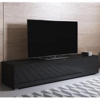 TV spintelė - LUKE H2 - 160 x 32 x 40cm - Juoda Blizgi apdaila - 3 skyriai