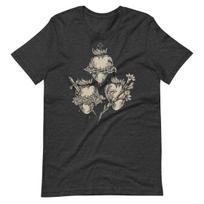 Sacred Hearts Of Jesus Mary Joseph T-Shirt Holy Family Catholic Floral Sword M gray