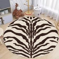 Safari Zebras Tigras Spausdinimo Raštas Pliušinis Minkštas Neslystantis Plaunamas Apvalus Kilimas Kilimas Vaikų Miegamojo Žaidimų Kambario Namų Dekoras 80cm x 80cm gray