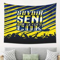 Soccer Fenerbah?e Tapestry  Vibrant Blue  Yellow PEVA Wall Hanging Perfect Gift for Sports Fans Ideal for Living Room 100X70CM
