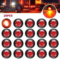 20/10PCS 3/4  LED Side Marker Lights Clearence Front Rear Indicators Light for Truck Car Bus Trailer Van Caravan Boat Taillight 20PCS raudona