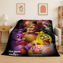 Horror Game F-FNAF Freddy Soft Flannel Throw Blanket,Warm Cozy Blanket for Bed,Couch,Sofa,Bedroom,Living Room,Travel,Picnic 75x90cm black