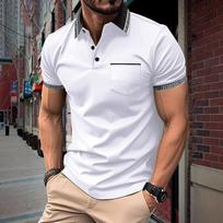 Casual essential! Short-sleeve polo with decorative trim and pocket, versatile for daily wear. S white