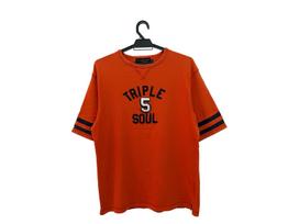 Vintage 555 soul triple five soul big spell patch logo rare brooklyn nyc streetwear tee iconic orange 110 red