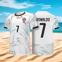 Ronaldo Fan Edition Football jersey Lightweight Breathable Sportswear Top Outdoor Training Tee Summer Men's T-shirt 5XL gray