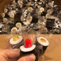 New Creativity Novelty Simulation Food Sushi Fish Bamboo Wheel Squeeze Stress Relief Toy Children's Fun Pendants Craft Gift brown