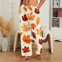Men's Printed Pajama Pants Soft Casual Sleep Pants for Loungewear S chaki