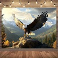 1pcs Majestic Eagle Background - Durable Fabric Photography Banner for Indoor/Outdoor Activities 47.2x31.5inch/120*80cm black