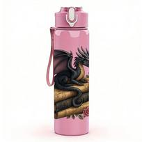 1PC Floral Dark Dragon 750ml Color Plastic Sports Water Bottle Leakproof Flip Straw Lid Suitable for Sports Office Home Use