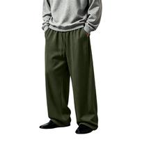 Men's Casual Wide Leg Sweatpants with Retro Vintage, Relaxed Fit for Fall L armijos žalia spalva