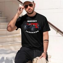 Massey Ferguson 35 heavyweight retro printed pattern fun round neck T-shirt for daily comfort S black