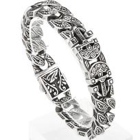 Cross Bracelet for Man Solid Stainless Steel Curb Link Chain Ancient Egyptian Style Wristband Jewelry Gifts Patterned Bracelets 19cm
