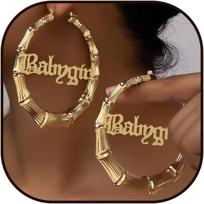 Gold Silver Plated Big Bamboo Hoop Earrings for Women Girlfriend 80s 90s Outfits for Women Hip-Pop Style Party Jewelry Gifts black
