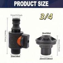 PVC Water Tank Connector Kit with 1/2 3/4 Quick Connect Valve Leak Resistant for RV Water Tank Outdoor Garden Use A black