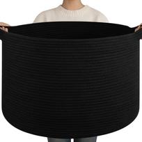 OIAHOMY Didelis pledų krepšys Svetainei Medvilnės virvės Skalbinių krepšys Pilkas 21.7"D x 13.8"H juoda