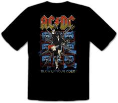 AC BLOW DC UP YOUR VIDEO - Rock Metal Rules Black FUN T-shirt -056- L black