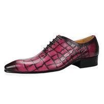 Madingi Stilingi Vyriški Odiniai Batai Retro Vestuvių Šventės Parodos Avalynė Rankų Darbo Natūrali Oda Smailus Pirštas Oxfords Batai Geltonos Rožinės Spalvos 39 rožinė