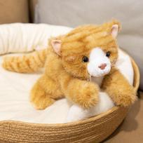 Cute simulation kitten doll plush toy lying down cat cat doll children soothing doll 30cm（0.25kg） white