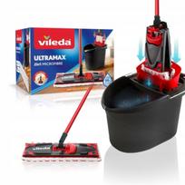 Grindų plovimo rinkinys Vileda Ultramax su dėže, kibiru, išspaudėju ir šluostės užmaunama dalimi
