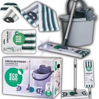 Grindų plovimo rinkinys YORK ECO EGO: kibiras, plokščias šluostė, kasetė, ekologiškos medžiagos