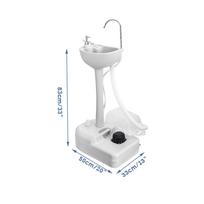 220ML Portable Washing Station Mobile Freestanding Hand Wash Sink for Camping Caravans Outdoor Activities Washing Table 50 x 33 x 83 cm white