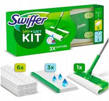 Grindų šluota Swiffer su kotu, 6 sausi ir 3 drėgni užvalkalai, startinis rinkinys