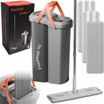 Dviejų skyrių plokščias XL grindų šluostės rinkinys, 3 šluostės, 5,7 l talpa