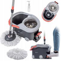 Grindų valymo šluota su kibiru 12 l, besisukanti, su išspaudimo mechanizmu, teleskopine kotu