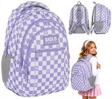 Mokyklinė kuprinė BACKUP, 26 l, jaunimui, violetinė, šachmatų raštas