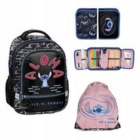 Mokyklinis rinkinys mergaitėms Disney Stitch: kuprinė, penalas, maišelis, 1–3 klasei