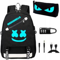 Mokyklinė kuprinė jaunimui, su atšvaitais, daug skyrių, juoda, 35 l, su USB