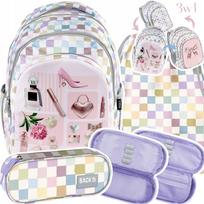 Mokyklinė kuprinė BackUP 3-in-1 Pastel Grille, mergaitėms nuo 3 klasės