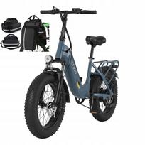 Elektrinis dviratis DYU FF500, 20"x4.0, 48V 13.5Ah, 750W, iki 45 km/val., mėlynas, su krepšiu
