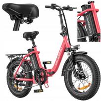 Elektrinis sulankstomas dviratis ULZOMO DOLPHIN 20", 89 km, 25 km/val., 350W, 36V, rožinis