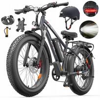Elektrinis bekelės suaugusiųjų dviratis 1500W 20Ah, 50 km/h, 120 km, 26" + šalmas