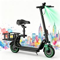 Sulankstomas elektrinis paspirtukas su sėdyne ir galine krepšio vieta, 350W 36V 9Ah, 8,5" su programėle