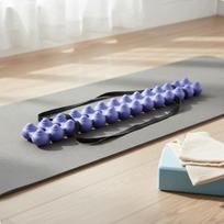 Pilates nugaros masažuoklis su iškiliomis dalimis, violetinis, su dirželiu