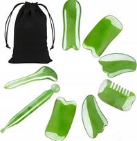 Gua Sha masažo akmenų rinkinys, 7 vnt., nugarai ir veidui, dervos